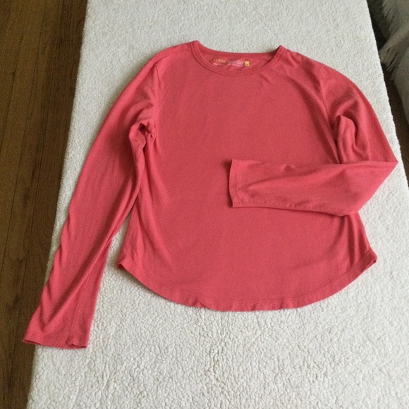 Vintage J. Crew Y2K Long Sleeve Crewneck Tee Coral - Sz Small - Picture 5 of 9